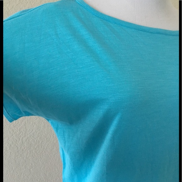 Turquoise top Michael Kors knit top short sleeve relaxed fit round neck - Picture 5 of 9